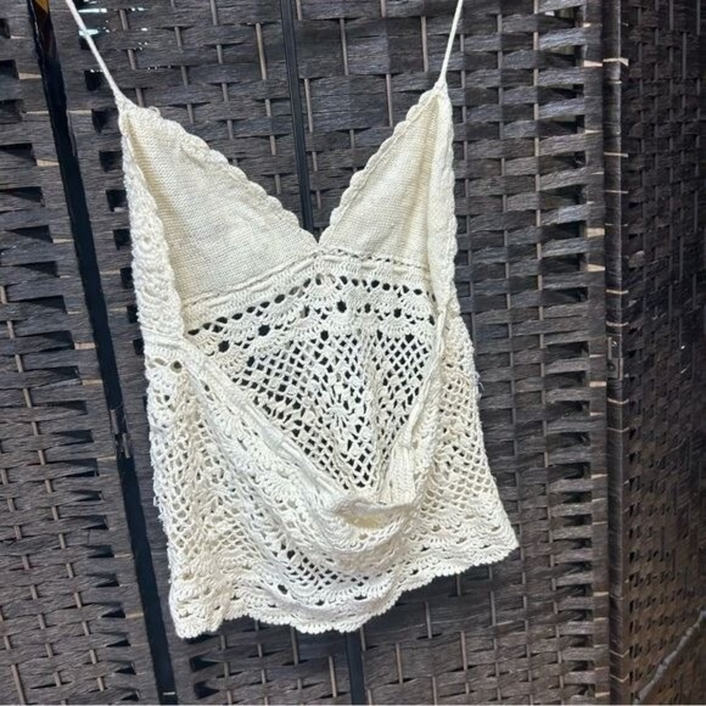 Y2K vintage Coolwear crochet & beaded halter sweater small medium in white - Picture 12 of 12